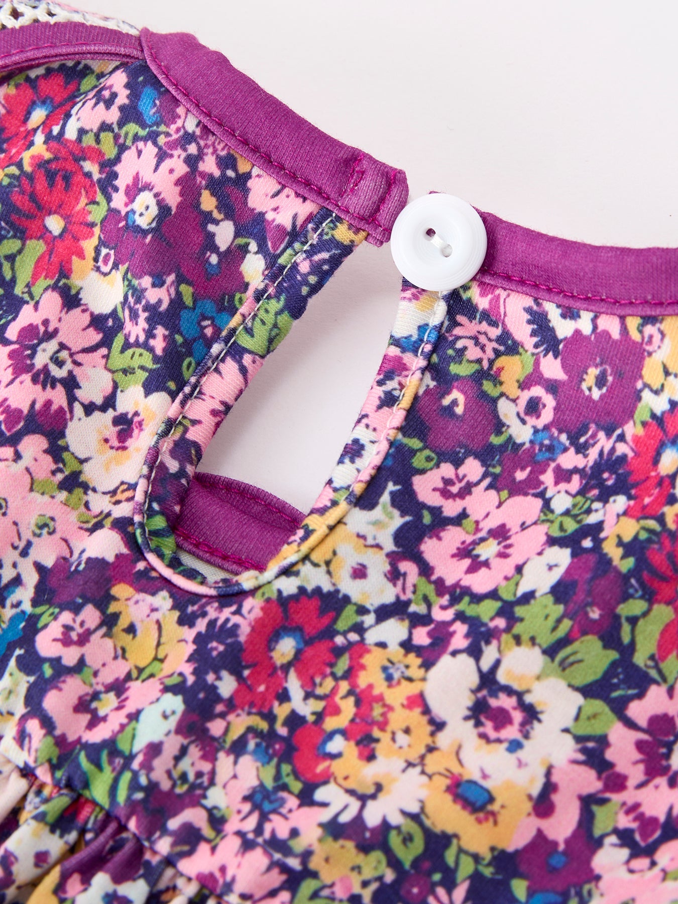 💜 Purple Floral Bow Petals Collar Girls Dress | Boutique Baby Girl Spring & Summer Dress
