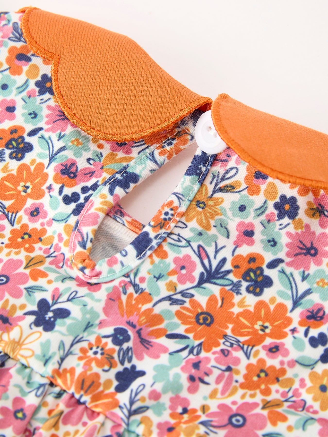 Fall Floral Smocked Petal Collar Girls Bubble Romper | Boutique Baby Girl Autumn Outfit
