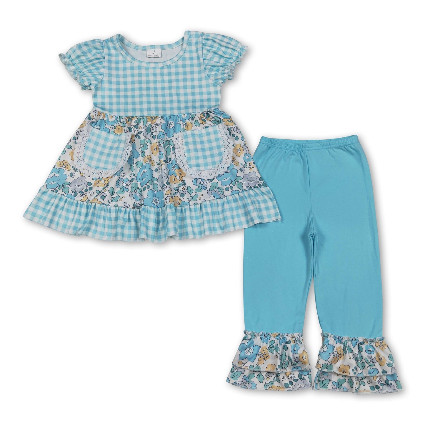 🌷Bloom & Plaid Girl Set