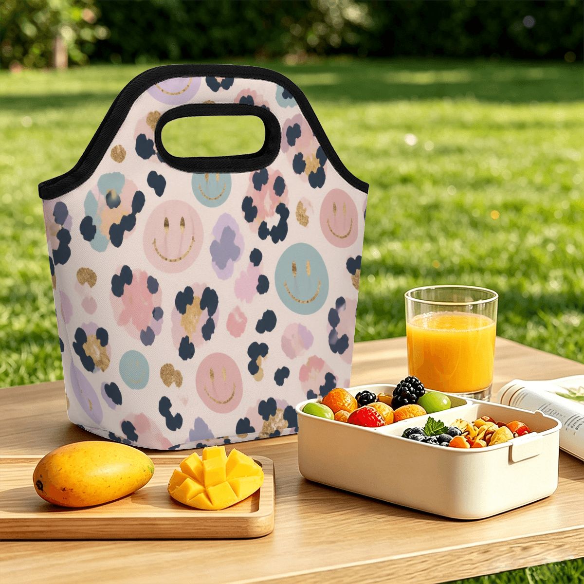 Cheetah Smiley Face Portable Lunch Bag
