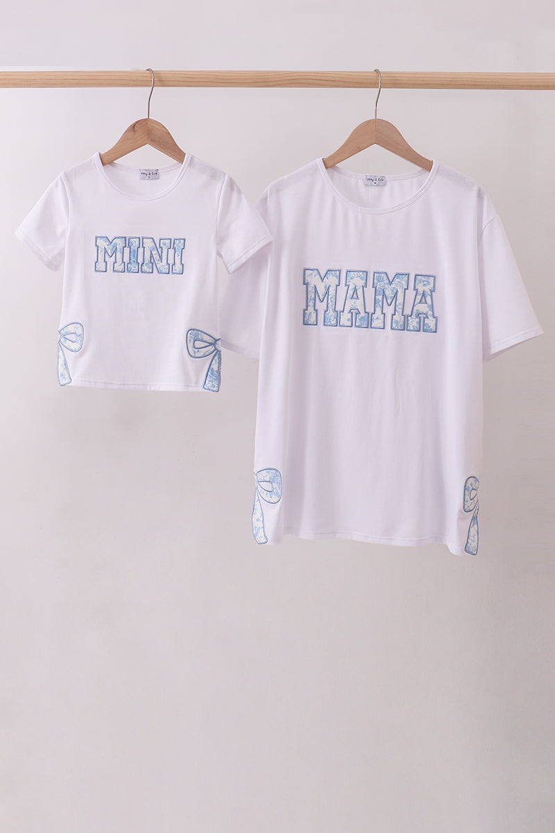 White MAMA Bow Applique Mommy & Me Matching Top | Mother Daughter Boutique Outfit
