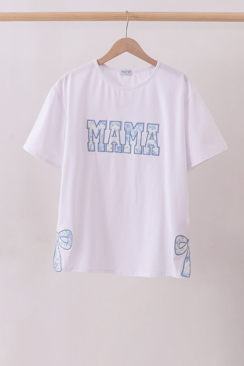 White MAMA Bow Applique Mommy & Me Matching Top | Mother Daughter Boutique Outfit
