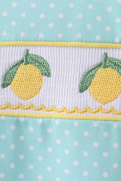 Summer Lemon Smocked Bow Bloomer Set | Baby Girl Floral Lemon Outfit | Cute Summer Boutique Baby Clothing Set