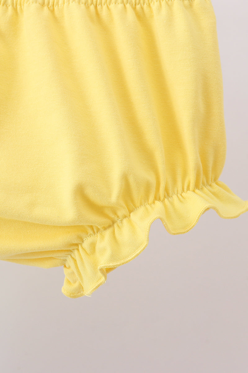 Summer Lemon Smocked Bow Bloomer Set | Baby Girl Floral Lemon Outfit | Cute Summer Boutique Baby Clothing Set