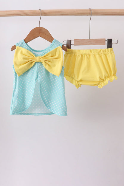 Summer Lemon Smocked Bow Bloomer Set | Baby Girl Floral Lemon Outfit | Cute Summer Boutique Baby Clothing Set