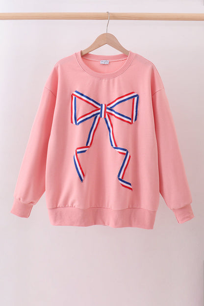 Peach Hand-Sewn Bow Mommy & Me Matching Sweatshirt Set | Mother Daughter Boutique Outf