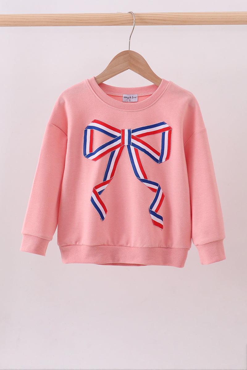 Peach Hand-Sewn Bow Mommy & Me Matching Sweatshirt Set | Mother Daughter Boutique Outf