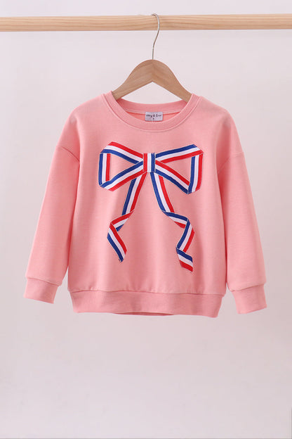 Peach Hand-Sewn Bow Mommy & Me Matching Sweatshirt Set | Mother Daughter Boutique Outf
