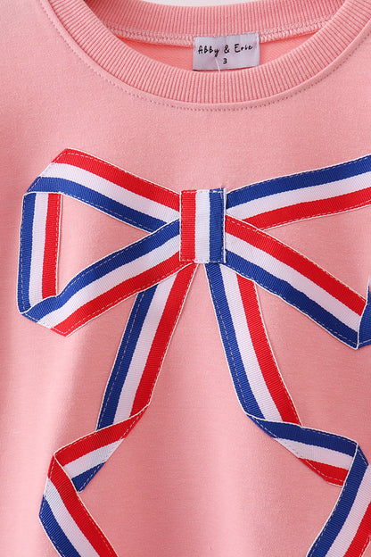 Peach Hand-Sewn Bow Mommy & Me Matching Sweatshirt Set | Mother Daughter Boutique Outf