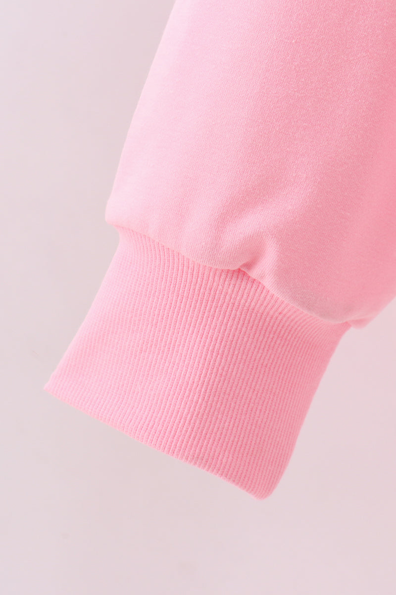 Pink Hand-Sewn Bow Mommy & Me Matching Sweatshirts Set } Mother Daughter Cozy Outfit