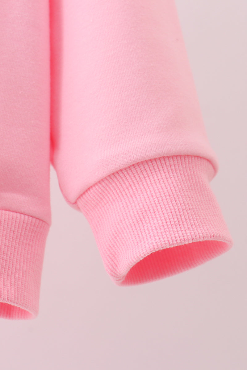 Pink Hand-Sewn Bow Mommy & Me Matching Sweatshirts Set } Mother Daughter Cozy Outfit