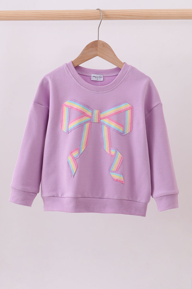 Purple Hand-Sewn Bow Mommy & Me Matching Sweatshirt Set | Mother Daughter Boutique Outfit