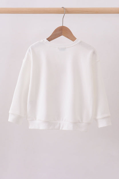 Cream Hand-Sewn Bow Mommy & Me Matching Sweatshirt Set | Neutral Mother Daughter Outfit