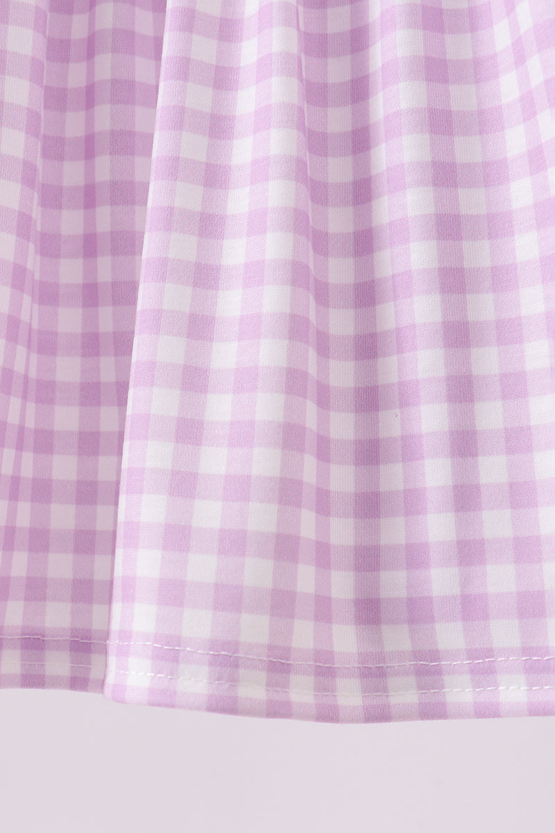 Purple Floral Embroidery Gingham Ruffle Shorts Set | Baby Girl Boutique Outfit | Embroidered Ruffle Top & Shorts Set