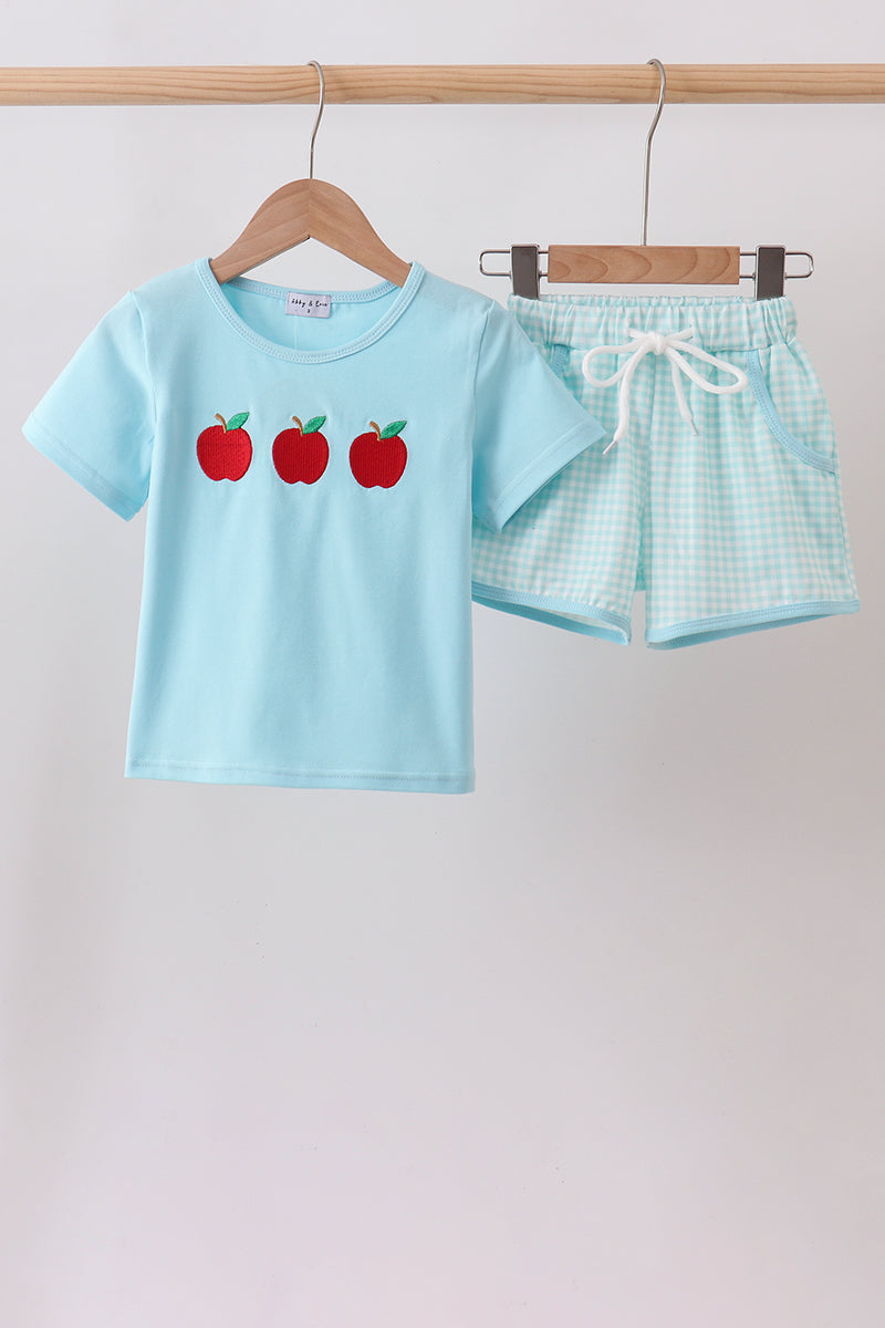 Blue Apple Embroidered Shorts Set | Sweet Baby & Toddler Boutique Outfit