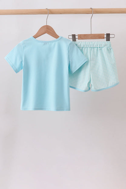 Blue Apple Embroidered Shorts Set | Sweet Baby & Toddler Boutique Outfit