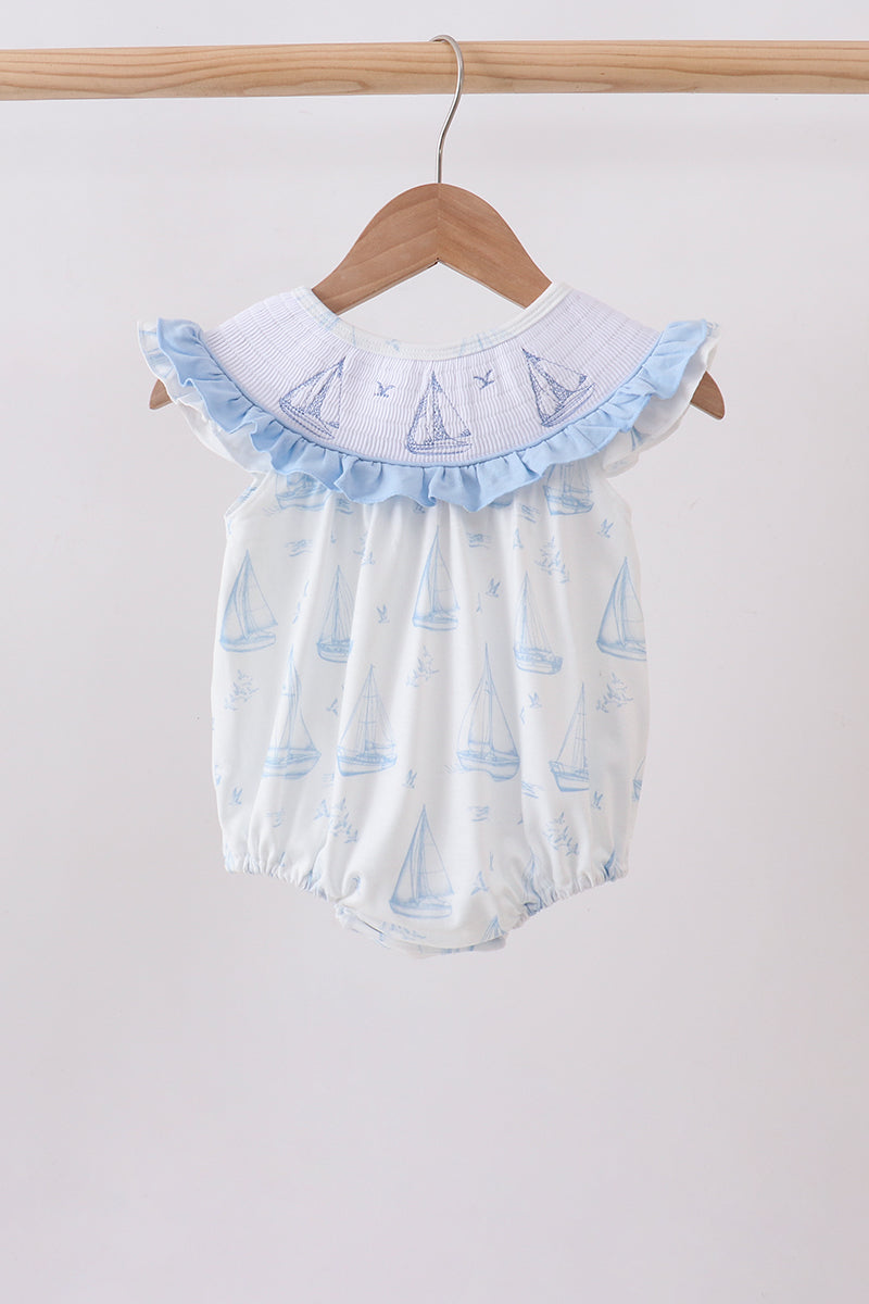Sailors Dreams Smoked Ruffle Bubble Romper
