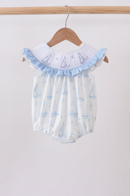 Sailors Dreams Smoked Ruffle Bubble Romper