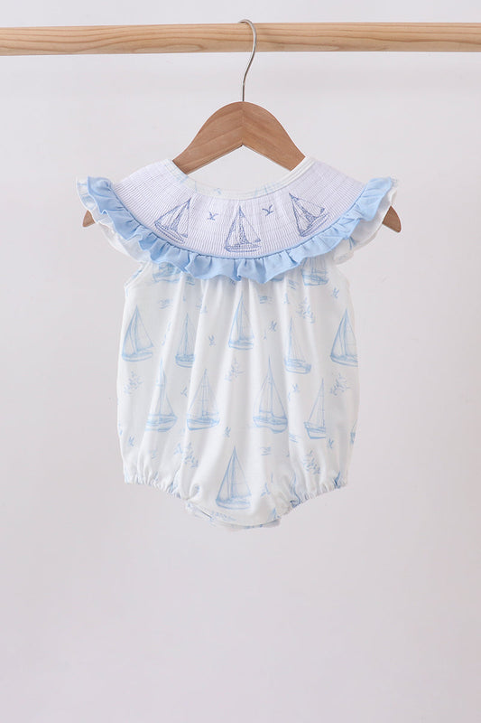 Sailors Dreams Smoked Ruffle Bubble Romper