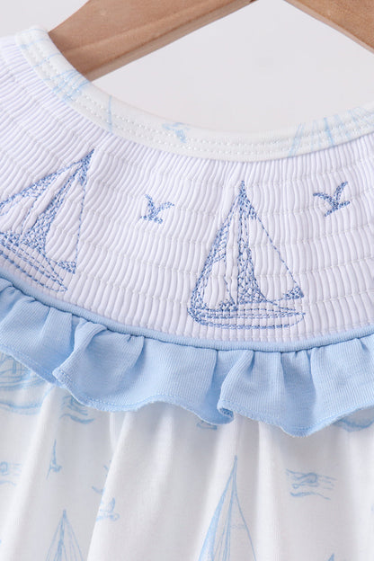 Sailors Dreams Smoked Ruffle Bubble Romper