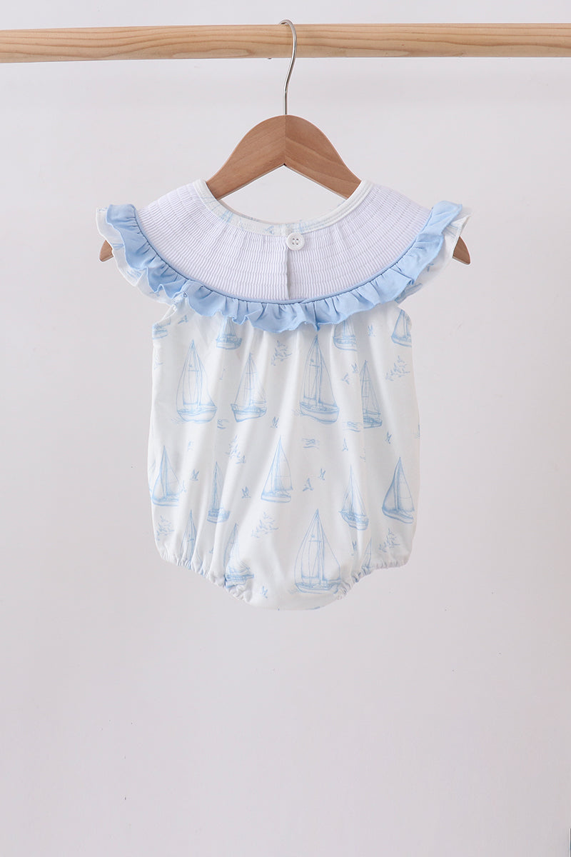 Sailors Dreams Smoked Ruffle Bubble Romper