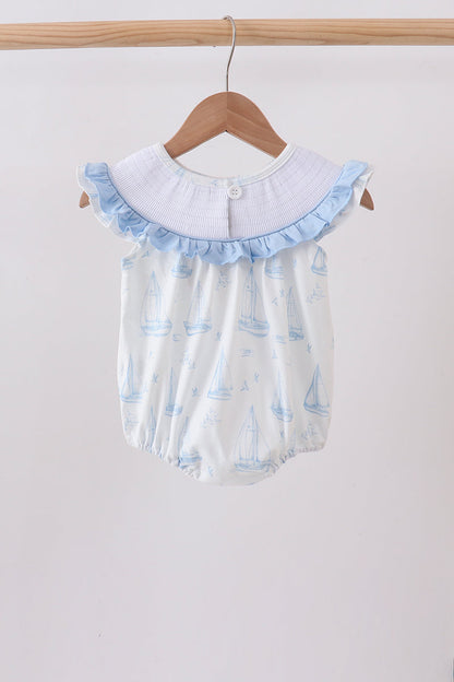 Sailors Dreams Smoked Ruffle Bubble Romper