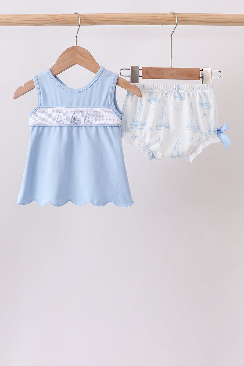 Sailors Dreams Sailboat Scalloped Bloomer Set