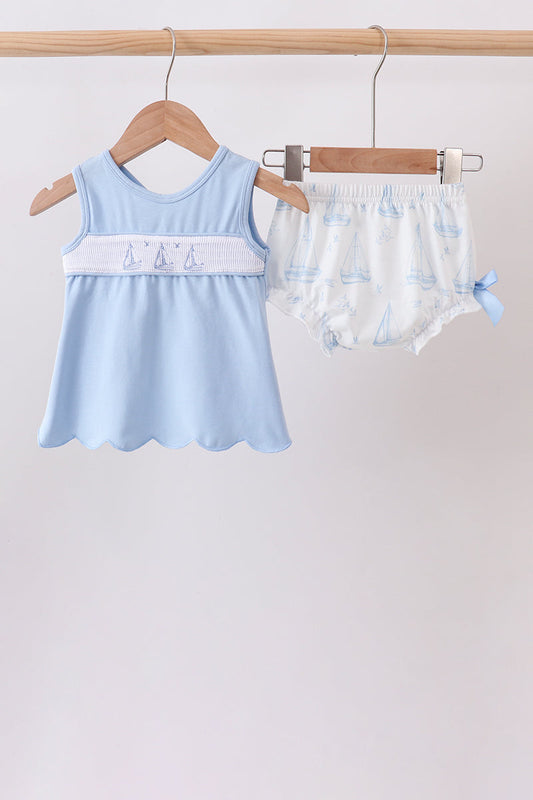 Sailors Dreams Sailboat Scalloped Bloomer Set