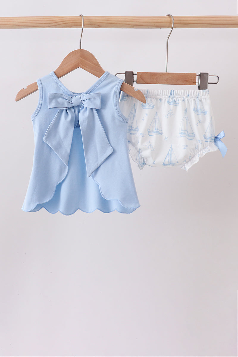 Sailors Dreams Sailboat Scalloped Bloomer Set