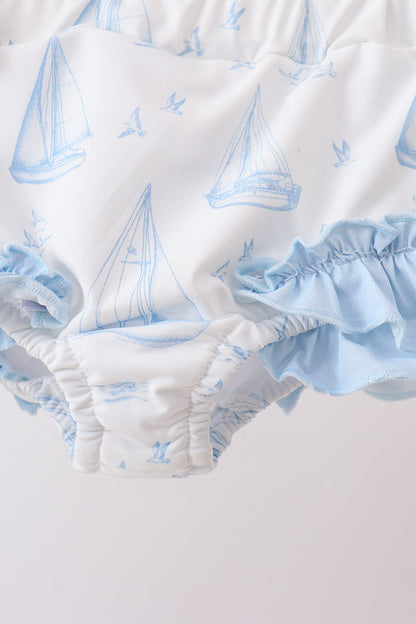 Sailors Dreams Sailboat Smocked Swim Set 2Pc