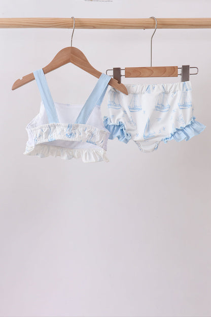 Sailors Dreams Sailboat Smocked Swim Set 2Pc