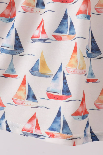 Sailors Dreams Sailboat Embordered Dark Blue Dress