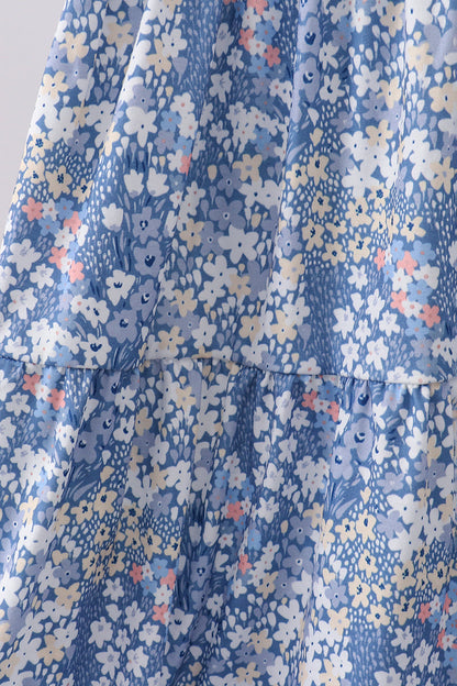 Blue Floral Print Mom Dress | Women’s Spring Summer Boutique Floral Outfit