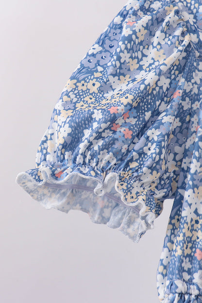 Blue Floral Print Mom Dress | Women’s Spring Summer Boutique Floral Outfit