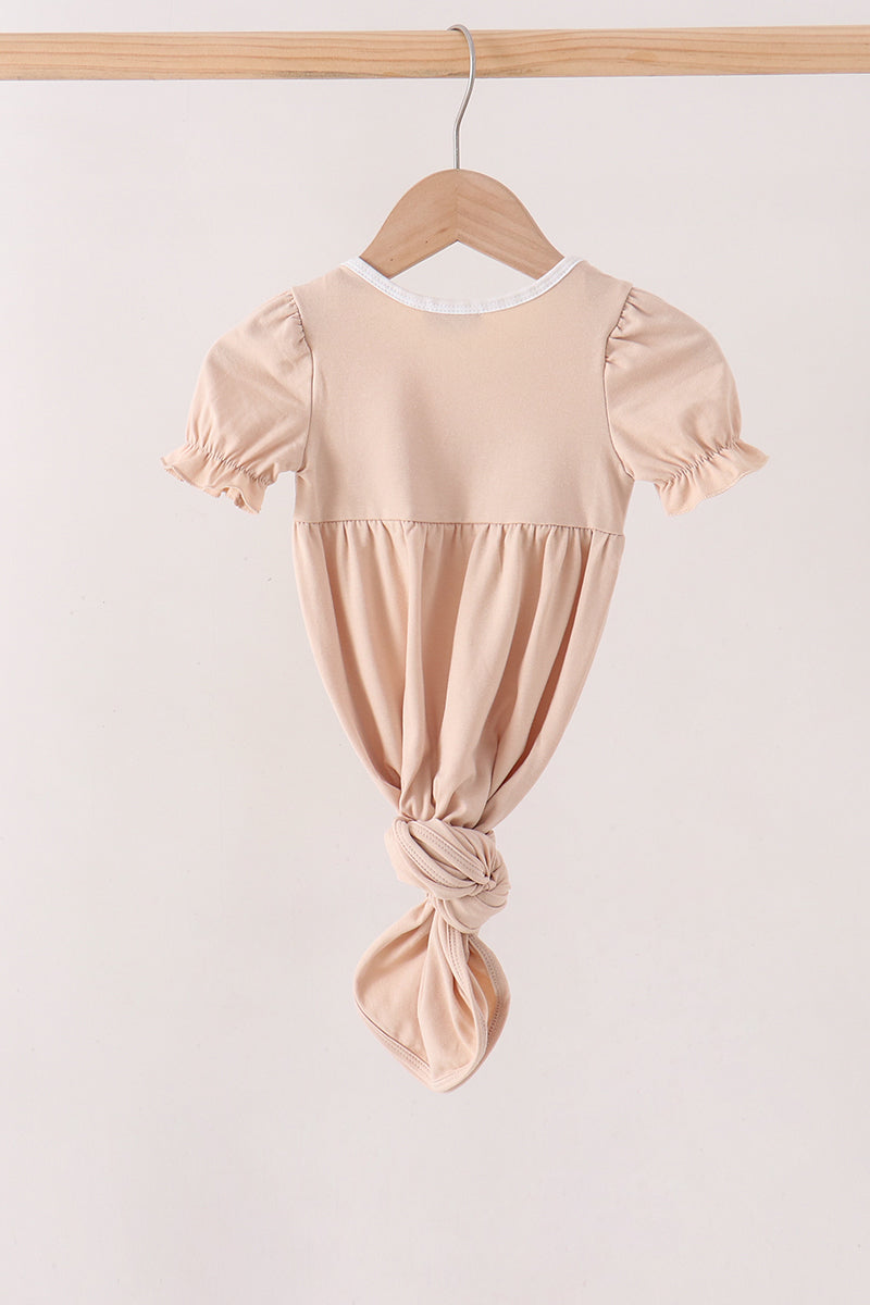 Khaki Pumpkin Embroidery Gown