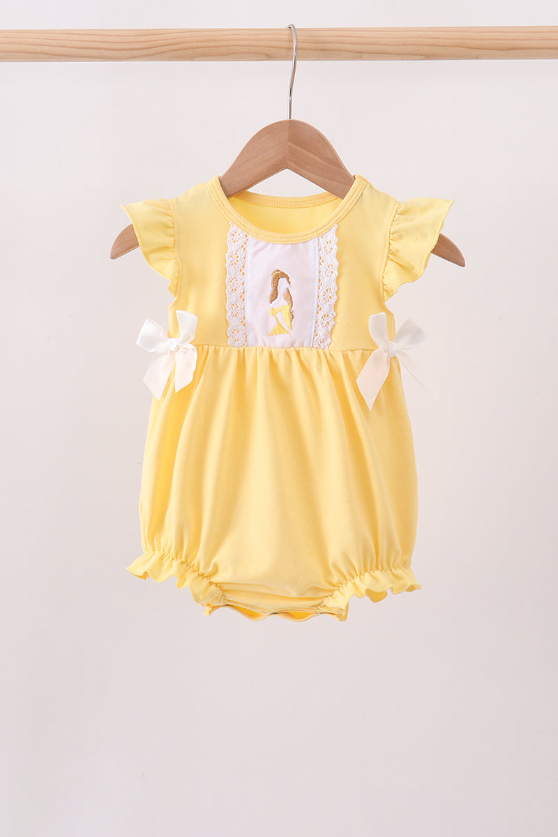 Girls Yellow Belle Inspired Ruffle Romper ] Princess Boutique Outfit