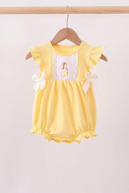 Girls Yellow Belle Inspired Ruffle Romper ] Princess Boutique Outfit