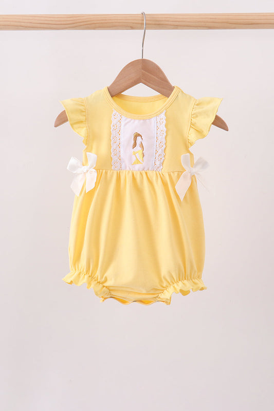 Girls Yellow Belle Inspired Ruffle Romper ] Princess Boutique Outfit