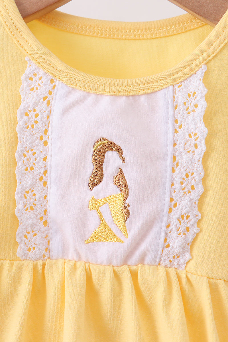 Girls Yellow Belle Inspired Ruffle Romper ] Princess Boutique Outfit
