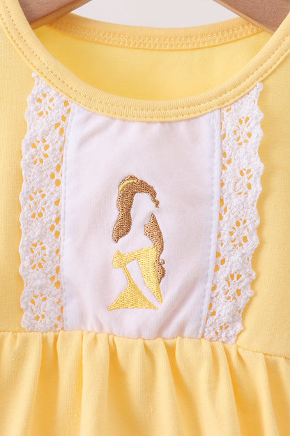 Girls Yellow Belle Inspired Ruffle Romper ] Princess Boutique Outfit