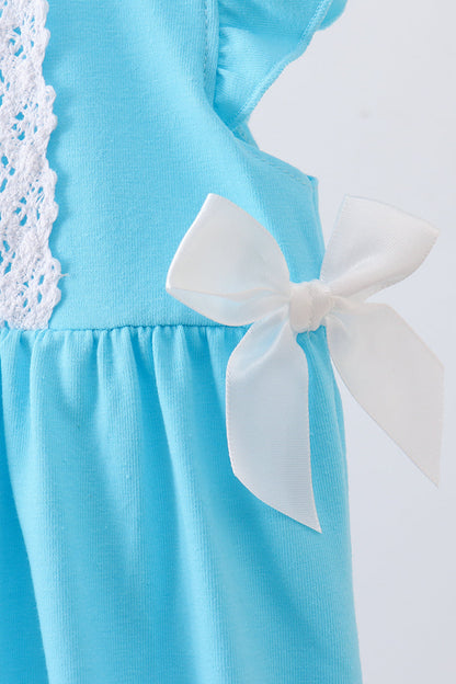 Girls Blue Elsa Inspired Ruffle Romper | Winter Princess Boutique Outfit” ❄️✨