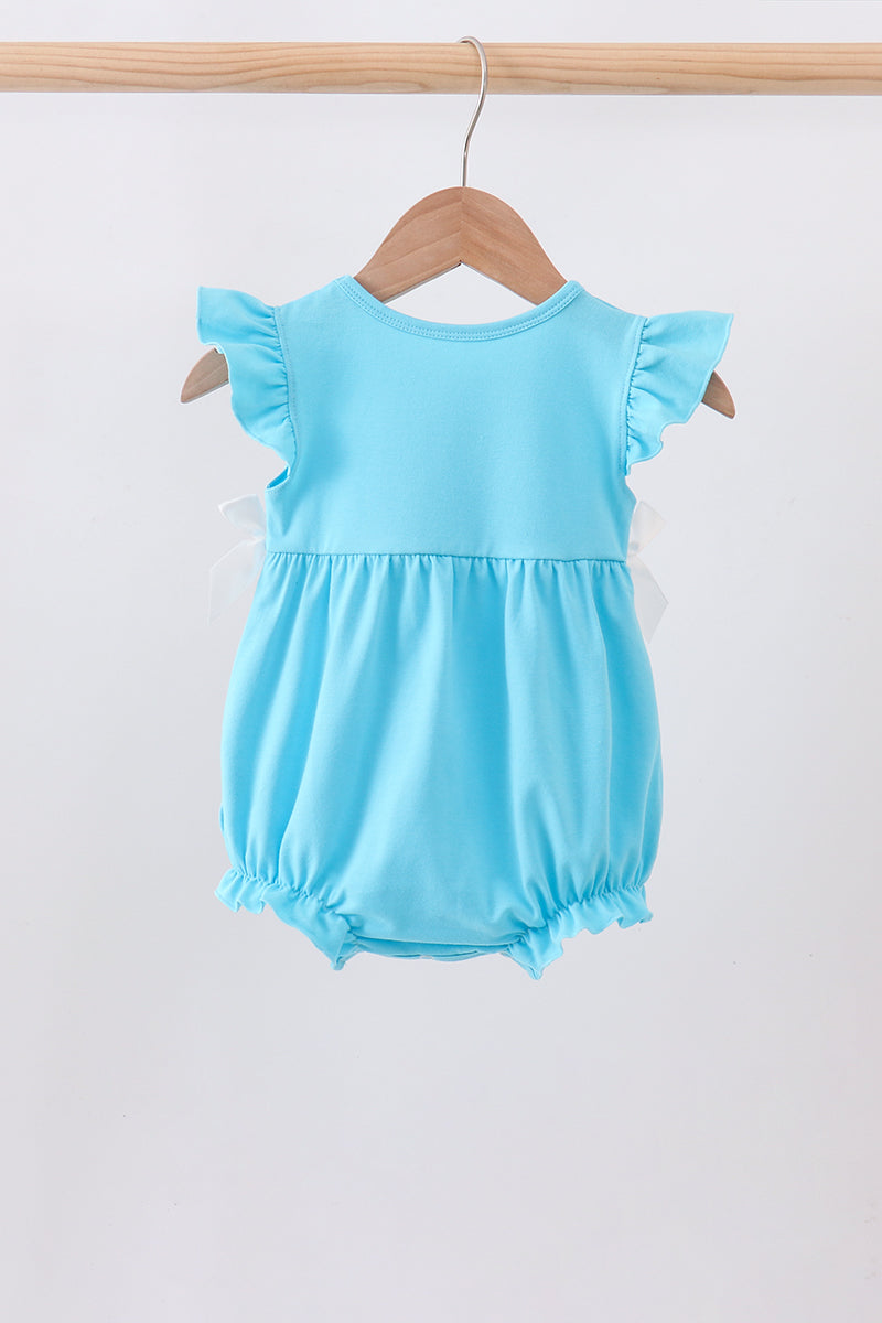 Girls Blue Elsa Inspired Ruffle Romper | Winter Princess Boutique Outfit” ❄️✨