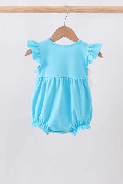 Girls Blue Elsa Inspired Ruffle Romper | Winter Princess Boutique Outfit” ❄️✨