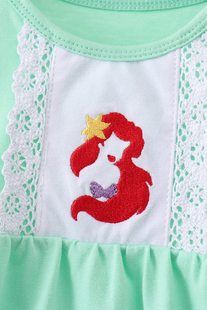 Little Mermaid Ariel Romper Princess Outfit/ Girls Disney Inspired Set/ Toddler & Kids Boutique Style