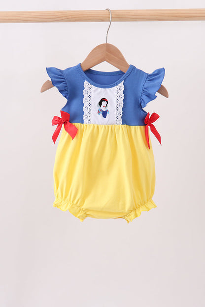 Girls Snow White Inspired  Princess Romper ] Yellow Blue Red Ruffle Fairytale Romper