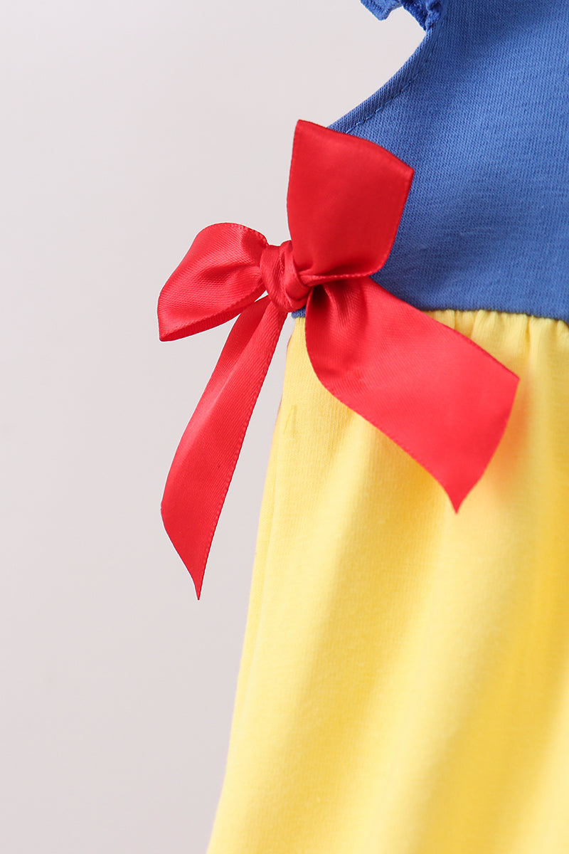 Girls Snow White Inspired  Princess Romper ] Yellow Blue Red Ruffle Fairytale Romper