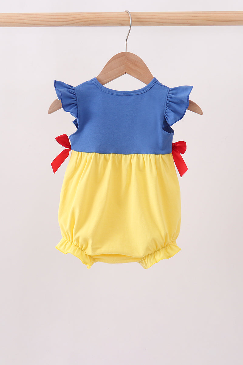 Girls Snow White Inspired  Princess Romper ] Yellow Blue Red Ruffle Fairytale Romper