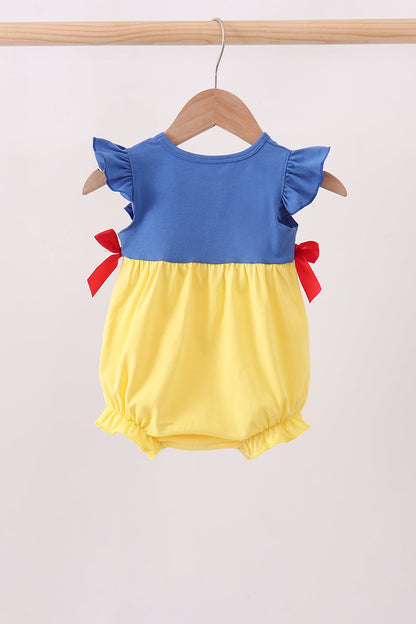 Girls Snow White Inspired  Princess Romper ] Yellow Blue Red Ruffle Fairytale Romper