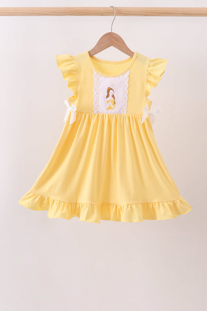 Girls Yellow Belle Inspired Ruffle Dress ] Princess Boutique Outfit