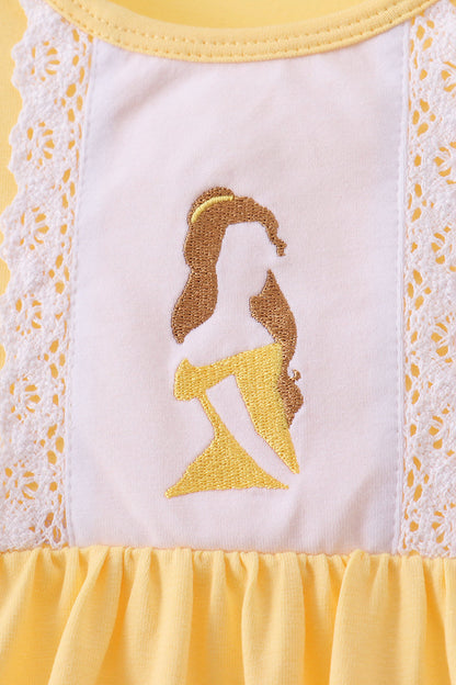 Girls Yellow Belle Inspired Ruffle Dress ] Princess Boutique Outfit